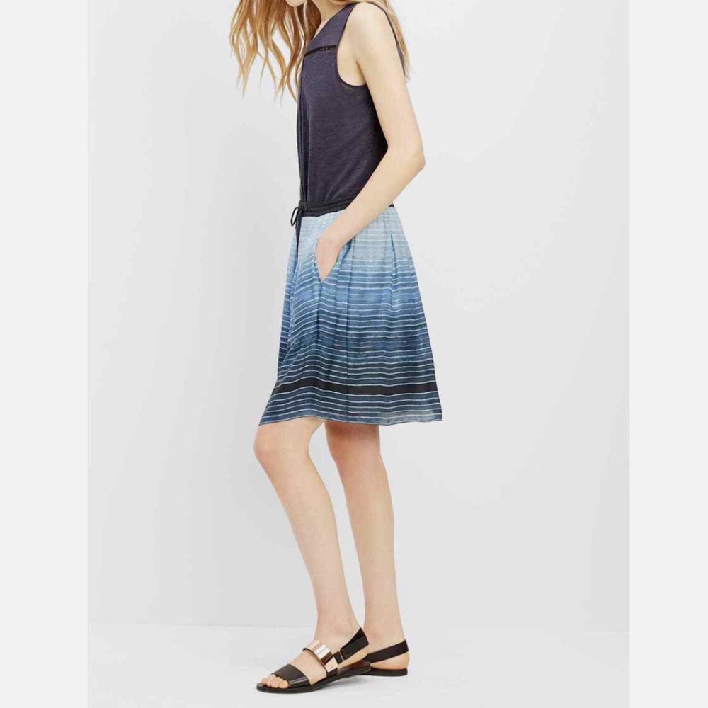 Vince Silk Striped Ombre Print Skirt
